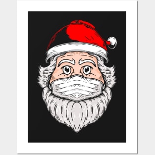 Santa Clause Wear Mask Illustration Posters and Art